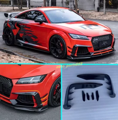 Parachoques delantero de carbono real para Audi TT RS Quattro 2018 alerón labial aletas canards Foto 1 de 4