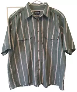 John Blair Vintage Mens Sz XL Green White Striped Short Sleeve Button Down Shirt - Picture 1 of 3