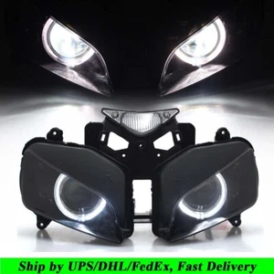 Custom HID Projector Headlight Assembly White Angel Eye For Honda CBR1000RR 2004 - Picture 1 of 21