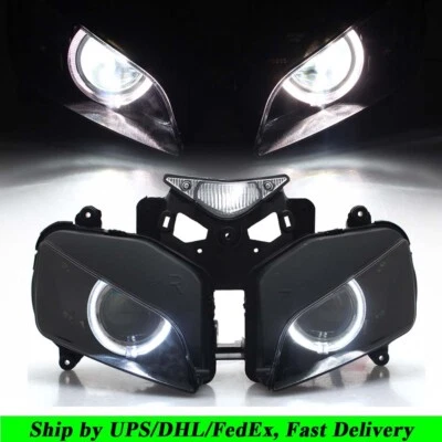 Custom HID Projector Headlight Assembly White Angel Eye For Honda CBR1000RR 2004 - Image 1 of 4