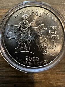 2000-P Massachusetts Quarter W/ Error Very hard to see! - Picture 1 of 2