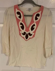 Tibi Ivory V-Neck Silk Blouse Size 6 EUC - Picture 1 of 4