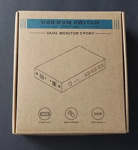 Steetek 4K@60Hz HDMI KVM Switch 2 Monitors 2 Computers USB 3.0 KVM Switch - Picture 1 of 9