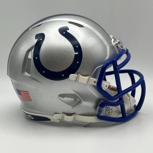 Indianapolis Colts CUSTOM Metallic Silver - Royal Blue Mini Football Helmet - Picture 1 of 3