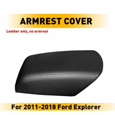 Leather Center Console Armrest Lid Cover For Ford Explorer 2011-2018 Black - Image 1 of 4
