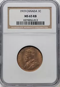Canada - 1919 - George V - Large Cent - NGC MS65RB - GORGEOUS COLOR! - Picture 1 of 2