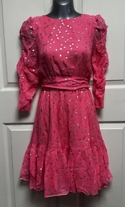 Lilly Pulitzer NWT! Coral Pink Gold Metallic Silk Clip Long Sleeve Ruched SZ 0 - Picture 1 of 7
