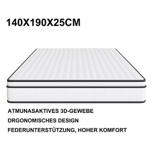 140x190x25cm 7-Zonen-Hybrid-Kaltschaummatratze H3 – Atmungsaktiv & Mittelfest .. - Bild 1 von 12