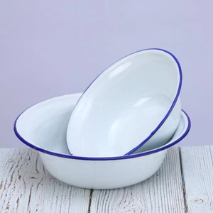 3pcs Kitchen Food Bowl Salad Mixing Bowl Enamel Basin Vintage Style Soup Bowl - Picture 1 of 12