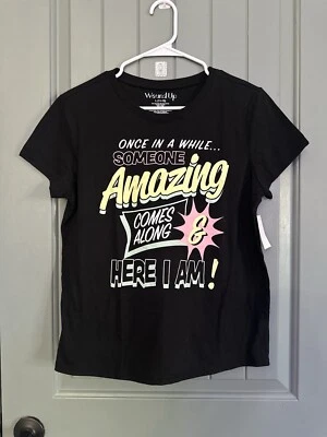 Wound Up Shirt Women’s Juniors Large 11-13 Black Graphic Funny Shirt  - Image 1 of 4