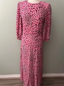 Ladies Marks And Spencer M&S COLLECTION Long Maxi Pink Animal Print Dress Size 8 - Picture 1 of 6