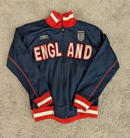Official Licensed Umbro England Soccer Warm-Up Track Jacket Mens Size Medium Cover
