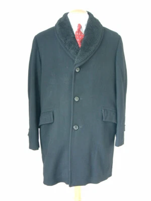 1950's/60's CASHMERE & WOOL OVERCOAT..46"..ROWAN & CO. LTD..FAUX FUR LINED..VGC - Image 1 of 4