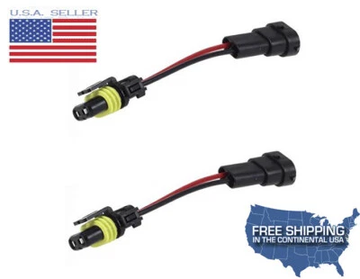 2X H11 H8 TO 9006 9005 bulb model conversion Pigtail HARNESS SOCKETs plug & play - Image 1 of 4