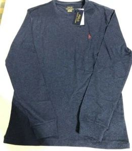 Herren Gr. M Polo Ralph Lauren Baumwolle Langarm T-Shirt Rundhals blau meliert - Bild 1 von 2