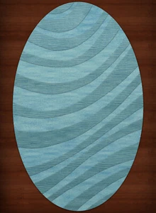 Blue Waves Swirls Stripes Lines Transitional Area Rug Abstract DV12 - Picture 1 of 12