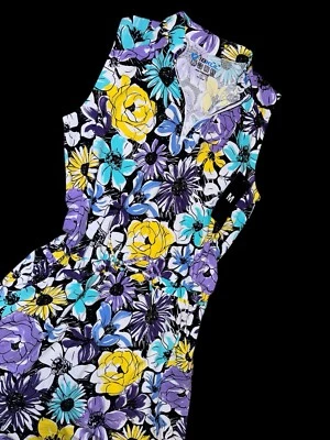 IBKUL Sz MD Medeline Lavender Multi Floral Sleeveless Drawstring Golf Dress New - Image 1 of 4
