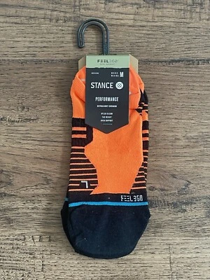 Stance Feel 360 Performance Tab Height Socks ‘Orange Black’ (size mens M 6-8.5) - Imagem 1 de 4