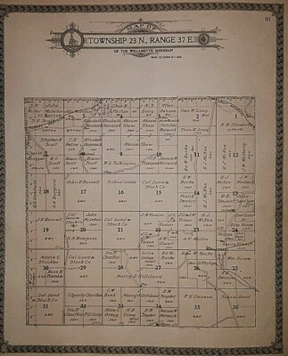 Mapa Plat 1911 ~ Twp., 23N-37E - LINCOLN Co., WASHINGTON ~ Cal. Land & Stock Co. Foto 1 de 2