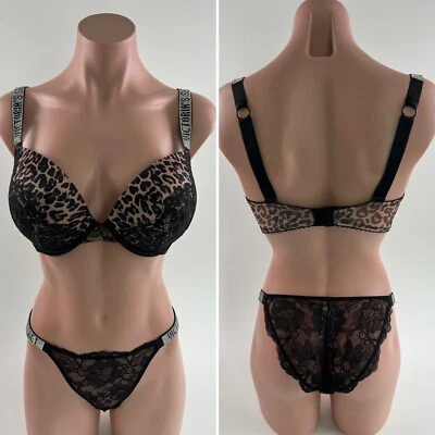 Victoria's Secret Conjunto Muy Sexy Push Up Sujetador y Bikini Parte Inferior Leopardo 32DDD/S NUEVO CON ETIQUETAS Foto 1 de 4