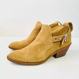 Rag & Bone New York Size 37 7 Brown Caramel Suede Sullivan Booties Ankle Shoes - Picture 1 of 20