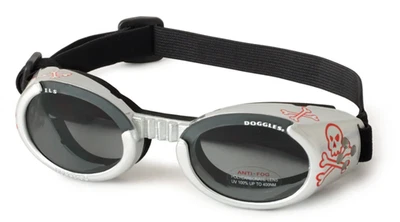 Gafas protectoras para perros Doggles ILS diseño de calavera y huesos cruzados plateados - talla pequeña Foto 1 de 4