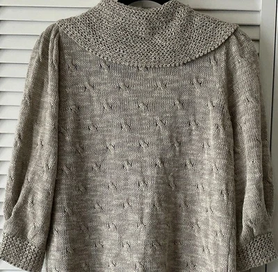 Cárdigan tejido grueso beige Cottagecore suéter One Girl Who Anthropologie talla M L Foto 1 de 4