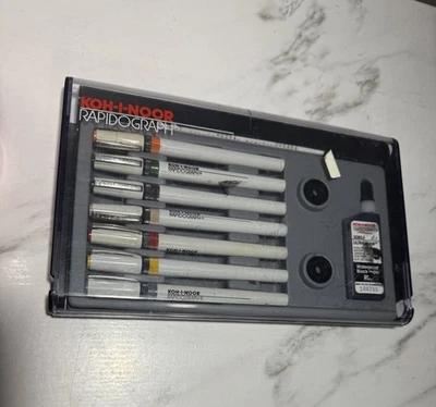 KOH-I-NOOR Rapidograph 3165 Art & Drafting Technical Graphic Pen Set W/ Nib Keys - Image 1 of 4