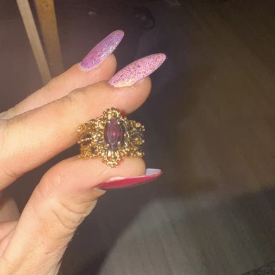 1940s 18kt plated Yellow Gold Amethyst Ring - Image 1 of 4