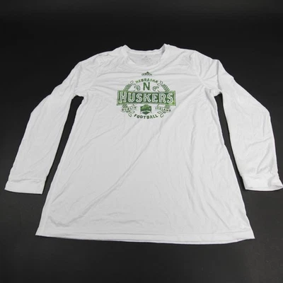 Camisa masculina branca usada Nebraska Cornhuskers Adidas Aeroready manga longa - Imagem 1 de 4