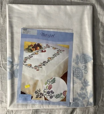 Margot Creation De Paris Needlepoint Les Fruits 64” x 95.5” Oblong Tablecloth - Image 1 of 4