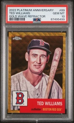 2022 Topps Chrome Platinum Anniversary Ted Williams Gold Wave /50 PSA 10 Red Sox - Изображение 1 из 2
