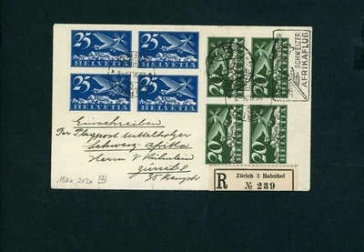 Suiza correo aéreo certificado Zurich - África - Michel n.º 180x + 213x, 1926 - Imagen 1 de 2