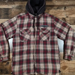 Harley Davidson Flanelljacke Herren Medium kariert Knopf Kapuze Shacket Holzfäller - Bild 1 von 17