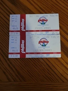 Philadelphia Phillies Vs Atlanta Braves X2 Lot Ticket Stub July 1 7-1 1989 MLB - Picture 1 of 2