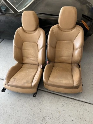 Juego de par de asientos delanteros de gamuza Alcantara de cuero tostado para Porsche Cayenne Gts 11-18 OEM Foto 1 de 4