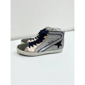 Golden Goose Slide Metallic Suede High Top Sneaker Shoes Silver Multi Women's 37 - Picture 1 of 7