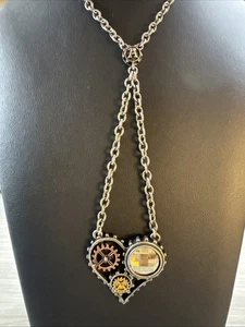 Collana Cuore Meccanico Steampunk Alchimia Gotica LUX Inghilterra 2014 Ingranaggi Peltro - Foto 1 di 11