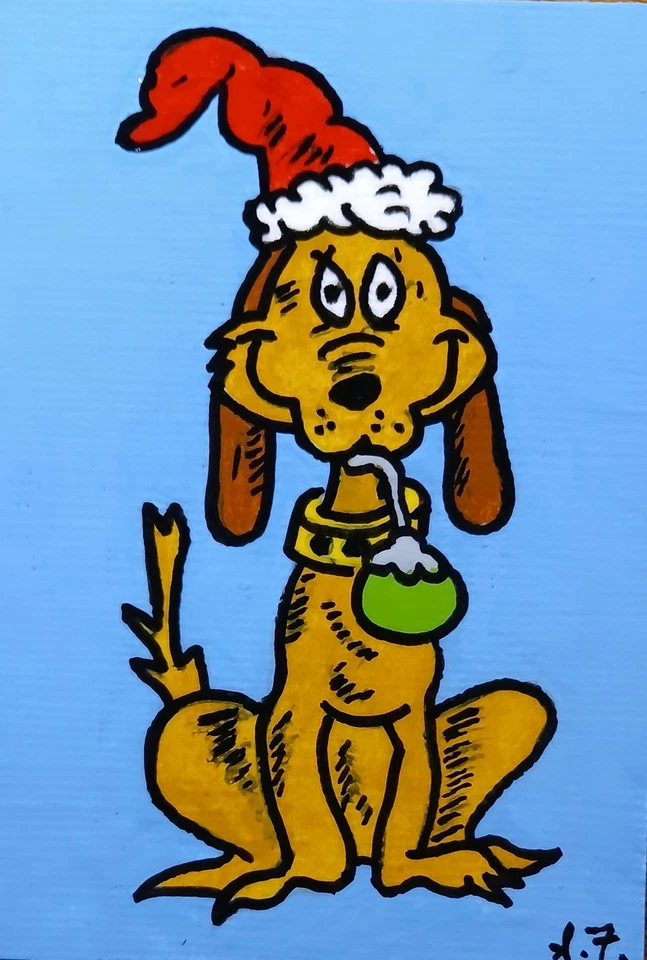 Tarjeta ATC DR SEUSS GRINCH MAX ACEO ORIGINAL PINTADA A MANO Firmada ÚNICA EN SU CLASE Foto 1 de 1