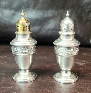 Vintage Gorham Strasbourg Sterling Silver Salt & Pepper Shakers #1138/Gold Top - Picture 1 of 10