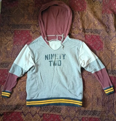 Free People Sz XS Naomi Gray Relaxed Hoodie Ninety Two, Preppy Academia College - Image 1 of 4