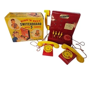 Centralina giocattolo vintage KamKap Ring-N-Buzz anni 50 con scatola, 2 telefoni - Foto 1 di 24