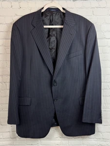 JOSEPH ABBOUD black with blue undertone 100% wool mens suit jacket blazer 48R - Picture 1 of 11