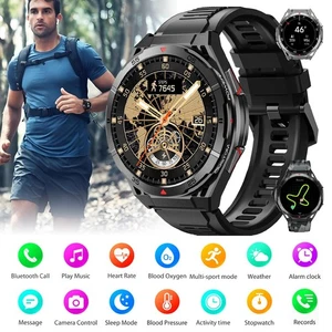 Herren GPS Smartwatch Military Style 5ATM Wasserdicht Bluetooth Anruf Fitnessuhr - Bild 1 von 24