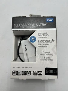 WD My Passport Ultra 500 GB External USB Hard Drive WDBPGC5000ABK-03 - Afbeelding 1 van 4