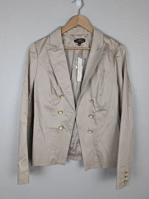 Adrienne Vittadini Blazer Womens 12 Soft Taupe Biscay Isle Jacket Gold Button - Image 1 of 4