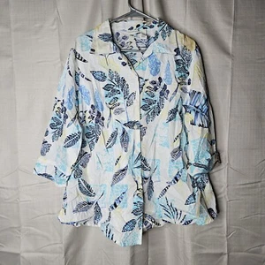 Kim Rogers Beachy Cotton Button Up Tropical Shirt 22W MSRP $42 - Picture 1 of 5
