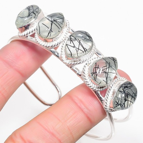 VALENTINO Bracciale Bracciale Braccialetto Gioielli Argento Sterling 925 Pietra Preziosa Quarzo Rutilato