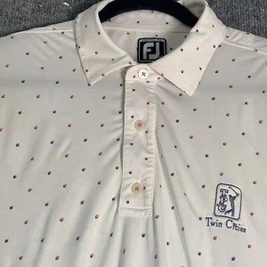 Polo de golf FootJoy XL para hombre blanco elástico punto geométrico TPC Twin Cities ProDry - Imagen 1 de 13