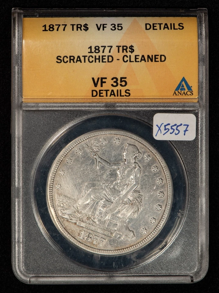 1877 Trade Dollar ANACS VF 35 Details - SKU-X5557 - Image 1 of 4